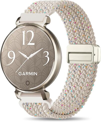 Braid Nylon Bands Compatible with Garmin Lily 2, Magnetic 14mm Stretchy Nylon Soft Loop Straps Quick Release Replacement Adjustable Wristband for Lily 2 Classic/Active Smart Watch Accessory for Women in Kuwait