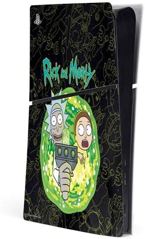 Skinit Decal Gaming Skin Compatible with PS5 Slim Digital Edition Console - Officially Licensed Adult Swim Rick and Morty Portal Travel Design in Saudi Arabia