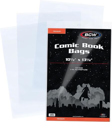 حقائب هزلية للخزانة قابلة للإغلاق من BCW - عبوة من 100 قطعة | أكياس كتب هزلية للتخزين الآمن وخالية من الأحماض لقصص الخزانة المصورة | بولي بروبيلين شفاف كريستالي | الأبعاد 10 1/2 × 13 1/2 بوصة in Saudi Arabia