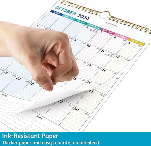 Wall Calendar 2024-2025 – Apr.2024 - Sep.2025, Calendar 2024-2025 Wall, 18 Monthly Calendar, 12 x 17 In, 2024-25 Calendar with Large Blocks, Thick Paper, Holidays, To-do ＆ Notes, Great for Organizing in Saudi Arabia