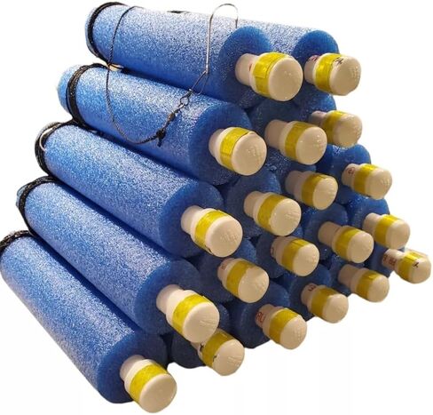Rhodes Fishing Jugs 20 Pack - 7ft Nylon line - Catfish Noodle Jugs - Hooks for Catfish, Bass, Lake Fish - Made in The USA - Ready to Go - Kayaking - Multicolor, Blue, Red in Saudi Arabia