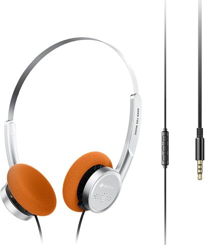 سماعات Fiio Snowsky Wind 3.5 ملم على الأذن لتسجيل الألعاب مع ميكروفون ، سائق أحداث 40 مم ، Hifi Sound (Silver) in Kuwait