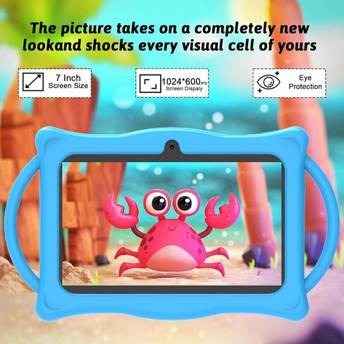 Android 14 Kids Tablet 7 بوصة أقراص للأطفال ، ذاكرة الوصول العشوائي بسعة 8 جيجا بايت ذاكرة الوصول العشوائي 32 جيجابايت رباعية رباعية اللون مع حالة مقاومة للصدمة ، والتحكم في الوالدين ، واي فاي ، بلوتوث ، بطارية 3000 مللي أمبير في الساعة ، الكاميرا المزدوج in Kuwait