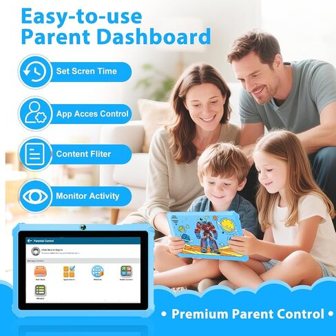 Yinoche Kids Tablet 7 "Android Tablet for Kids 3-7 32GB أقراص للأطفال الصغار مع Case WiFi Parental Control Dual Camera GMS معتمد in Kuwait