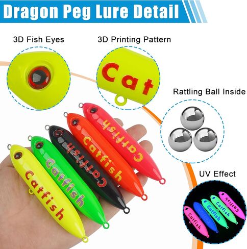 Catfish Rattling Line Float Lure Demon Dragon Catfish Floats for Catfish Spook Catfishing Tackle for Santee Rig Fishing 4/5.5inch, 5/10 Pack in Saudi Arabia