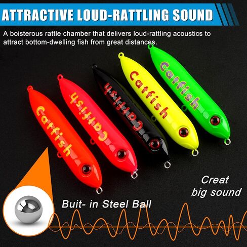 Catfish Rattling Line Float Lure Demon Dragon Catfish Floats for Catfish Spook Catfishing Tackle for Santee Rig Fishing 4/5.5inch, 5/10 Pack in Saudi Arabia