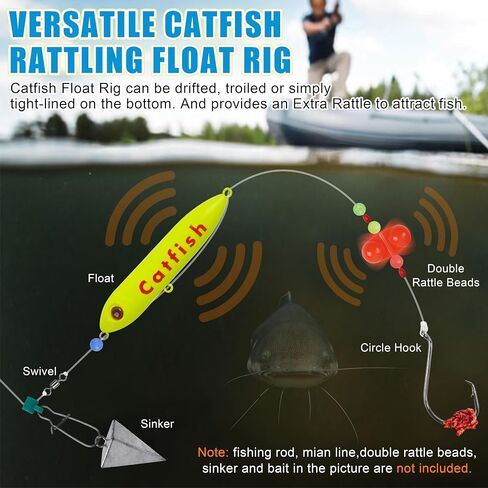 Catfish Rattling Line Float Lure Demon Dragon Catfish Floats for Catfish Spook Catfishing Tackle for Santee Rig Fishing 4/5.5inch, 5/10 Pack in Saudi Arabia