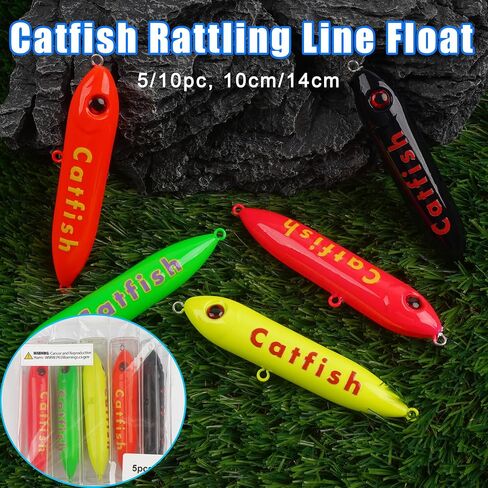 Catfish Rattling Line Float Lure Demon Dragon Catfish Floats for Catfish Spook Catfishing Tackle for Santee Rig Fishing 4/5.5inch, 5/10 Pack in Saudi Arabia