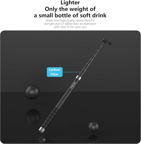 102-inch Long Selfie Stick Pole Extension Rod for GoPro Insta360 X5 X4 DJI Osmo Action 5 Pro DJI Pocket 3, Carbon Fiber/Light/Extra Long/Waterproof/Motorcycle Stick/Wide Angle in Kuwait