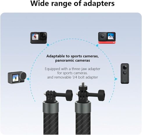 102-inch Long Selfie Stick Pole Extension Rod for GoPro Insta360 X5 X4 DJI Osmo Action 5 Pro DJI Pocket 3, Carbon Fiber/Light/Extra Long/Waterproof/Motorcycle Stick/Wide Angle in Kuwait
