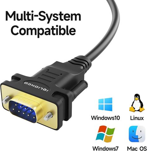 10FT USB to DB9 Male Serial Adapter Cable with ftdi FT232RL Chipset for High-Speed Data Transfer, Multi-System Compatibility in Kuwait