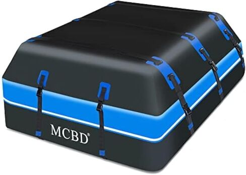 حقيبة حمل البضائع على السطح، حقيبة أمتعة على سطح السيارة بغطاء ناعم مقاوم للماء بطول 15 قدمًا مكعبة لجميع المركبات ذات الدفع الرباعي مع/بدون قضبان، تتضمن 10 أشرطة معززة + 6 خطافات للأبواب، وحقيبة تخزين، وحصيرة مضادة للانزلاق، باللون الأزرق in Kuwait