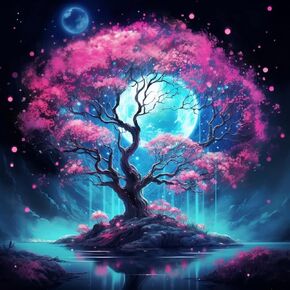 Diymood DIY 5D Diamond Painting Kits for Adults Tree - Diamond Art Kits for Adults Moon | Full Drill Round | Crystal Mosaic Picture | Beginner | Home Wall Decor | 12x12 inch