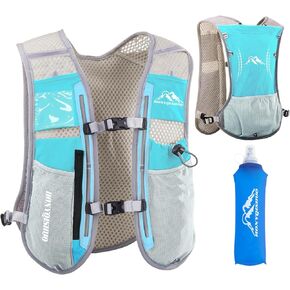 Hydration Vest Pack Backpack, Running Vest for Women Men, Adjustable Chest Straps Running Hydration Vest with 500ml Soft Flask, Vest for Trail Hiking