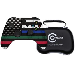 Custom Controllerzz Thin Line Controller & Case Bundle – Includes Thin Line Custom Wireless Controller for Xbox Series X/S, Xbox One, PC & Universal Protective Travel Case