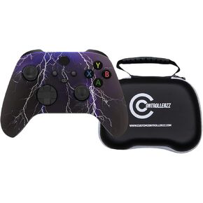 Custom Controllerzz Stormy Skies Controller & Case Bundle – Includes Stormy Skies Custom Wireless Controller for Xbox Series X/S, Xbox One, PC & Universal Protective Travel Case