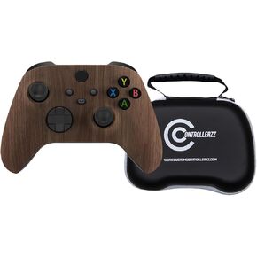 وحدة تحكم وحكم Controlerzz Wood Wood - تتضمن وحدة تحكم لاسلكية مخصصة للخشب لسلسلة Xbox Series X/S و Xbox One و PC وحالة السفر العالمية العالمية