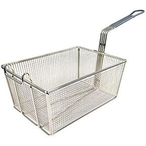 Tiger Chef Stainless Steel Fry Basket 13 1/4 "× 9 1/2" × 6 "، مقبض بلاستيكي رمادي 10"
