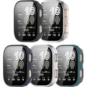 Case Compatible for Amazfit Bip 6 Smartwatch Cover, Shockproof Ultra-Thin Hard PC Protective Cover with Tempered Glass Film for Amazfit Bip 6 Watch Accessories (Black)