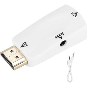 plplaaoo HDMI to VGA Converter Adapter Gold Plated Connectors 1080P Resolution with 3.5mm Audio Output for Laptop Mobile Phone DVD Player Projector White Black (Black)