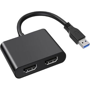 2 in 1 USB to HDMI Adapter, Dual Ports Converter, Splitter Extended Display, 1080P@30Hz USB 3.0 to HDMI Adapter Support PC, TV/HDTV, Laptop to Monitor, Projector, Windows XP 7/8/ 10
