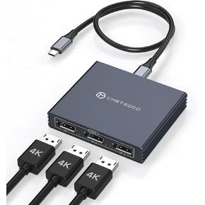 USB C to Displayport Splitter Triple Monitors 4K60HZ Thunderbolt to 3 DisplayPort 1.4 Splitter Type c to Triple DP 1 in 3 Out MST HUB Support Mirroring and Extended Sisplay for Windows Only