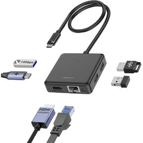 BENFEI USB C HUB 6in1 with HDMI(4K@60Hz), 100Mbps Ethernet, 100W Power Delivery, 1*USB 3.2 10Gbps and 2*USB 2.0, Compatible with iPhone 16 Pro/Max MacBook iPad Pro iMac S23 XPS17