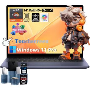 Dell Inspiron 14 2-in-1 Laptop-AMD Ryzen 5 8640HS (> Intel I7-1255U) ، 14 "IPS LED FHD Display ، 32GB DDR5 ، 1TB SSD ، Backlit KB ، FomePrint ، Win 11 Pro ، Office Ricel ، W/DVD Drive