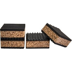 4 Pack Sound Isolation Pads, Cork Pads,2" x 2" x 7/8", for Turntables to Reduce Vibration and Skipping