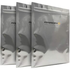 Faraday Cage EMP/ESD Bags Premium 3pc 8x10 Thick & Heavy Duty Quality Kit for Medium Notebook, External Hard Drive, iPad Windows
