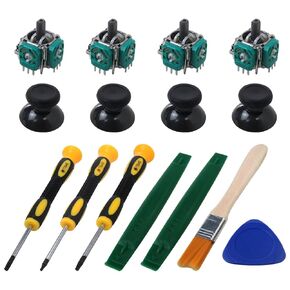 XSPANDER 4pcs 3D Joystick Parts Analog Caps with Repair Tools Kit, Replacement Thumbsticks for Xbox One S/X Controller, T6 T8 T10 Screwdriver