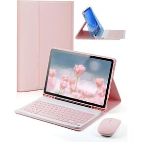 Case Keyboard for Samsung Galaxy Tab S6 Lite 10.4 inch 2024 2022 2020 Built-in Pencil Holder with Mouse - Pink