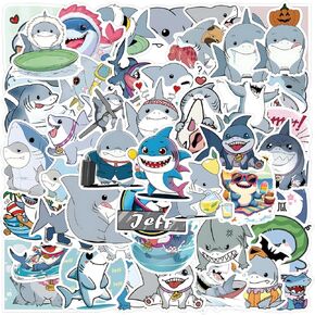 54pcs Cute Jeff Land Shark Stickers, Cartoon Animal Decals, Waterproof Vinyl Decorative Stickers