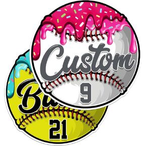 Custom Baseball Softball Bat Knob Sticker Personalized Name Number Decal, Waterproof Vinyl, Durable Sports Equipment Label for Helmet, Laptop, Water Bottle, Baseball Softball Players Team, 1.5-12 Inch