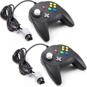 miadore 2 pack Mini N64 Controller, Classic N64 Game Pad Joystick for N64 System Video Game Console (Black)