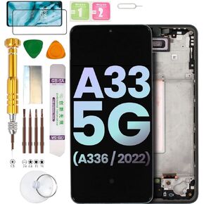 (OLED/with Fingerprint) LCD Display Assembly for Samsung Galaxy A33 5G SM-A336E, SM-A336B, SM-A336B/DS, SM-A336B/DSN, SM-A336E/DS, SM-A336M, SM-A3360 Screen Replacement kit (Black)