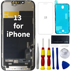 for iPhone 13 Screen Replacement 6.1 inch (A2482,A2631,A2633,A2634,A2635), 3D Touch LCD Display Digitizer Frame Assembly with Repair Tools