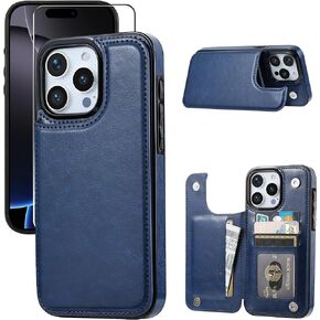 Wallet Case Compatible with iPhone 16 Pro Max 6.9", Slim Protective case with Card Holder, PU Leather Kickstand Card Slots Case with Double Magnetic Clasp-White