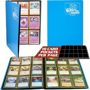 Monster Binder - 9 Pocket Trading Card Album - Matte Sky Blue (Anti-theft Pockets Hold 360+ Yugioh, Pokemon, Magic the Gathering Cards)
