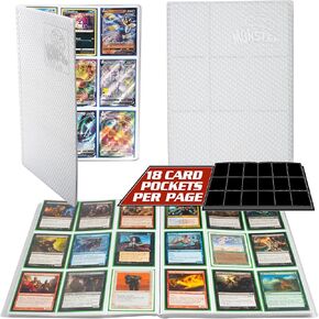Monster 9 Pocket Trading Card Binder - Holofoil White w White Pages Album, Anti-Theft TCG Protection w Side Loading Padded Pockets, Double Sided, Holds 360 Cards, Sport, Gaming, Kpop, Gift