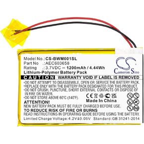 Cameron Sino Battery for BW GasAlert Micro Clip XL, Gasalert Microclip Gas Detecto, MCXL-MPCB1, MC-XW00, MC-XW00-Y, MC-XW00-Y-CN-00 1200mAh