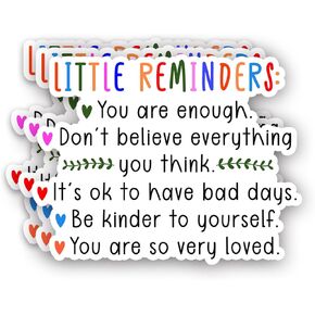 (3Pcs) Little Reminder You are Enough You are So Loved Sticker Inspirational Sayings Motivational Vinyl Decals for Tumbler Laptop Water Bottles Books Phone - Size 3x2.4 Inches