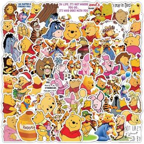 120Pcs Cute Cartoon Bear Stickers for Winnie Lovers, Classic Pooh Stickers for Adults Funny Decals for Water Bottle Gifts Stuff for Computer Laptop