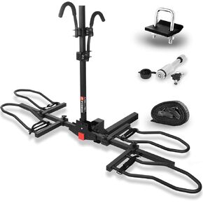 FORWODE Hitch Mount Bike Rack Fits 2 X 80 lbs Bicycle, Platform Bike Rack for Car SUV Truck, 2 Inch Receiver, Foldable Wobble Free, Locking Hitch,Fat and Standard