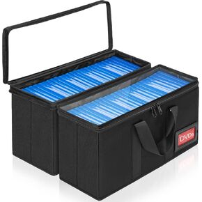 DVD Storage Case 2 Pack-15.5"x 5.7" x 8", Each Container holds 25 DVDs (Total of 50 DVDs), Portable and Large Capacity with Transparent Cover Carrying Handles and Zipper, Black
