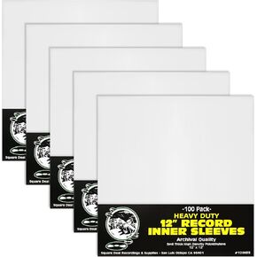 (500-Pack) 12-Inch Vinyl Record Inner Sleeves – Archival Quality High-Density Polyethylene (HDPE) Plastic – 3 Mil Anti-Static Protection Against Dust & Scratches