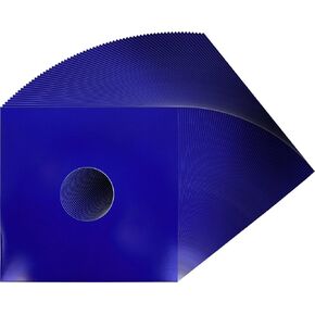 (50 Pack) 12 inch LP Blue Record Jacket Covers - with Hole to View Center Label - Protect Your Vinyl #12JWBLHH
