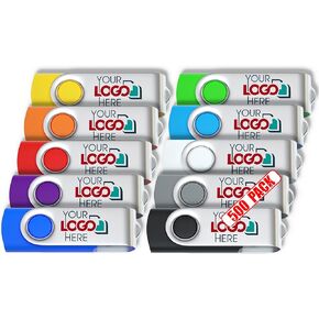 Custom Swivel USB Flash Drive 128MB Promotional Product Personalized with Your Logo - Bulk USB 2.0 - Customizable 1000 Pack