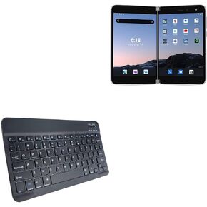 BoxWave Keyboard Compatible with Microsoft Surface Duo - SlimKeys Bluetooth Keyboard, Portable Thin with Chiclet-Style Keys - Jet Black
