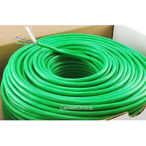 CablesOnline, 250FT Solid Pure-Copper CAT6E CMR 550-Mhz, High-Performance 23-AWG Copper Bulk Cable, Green, U6-B250G